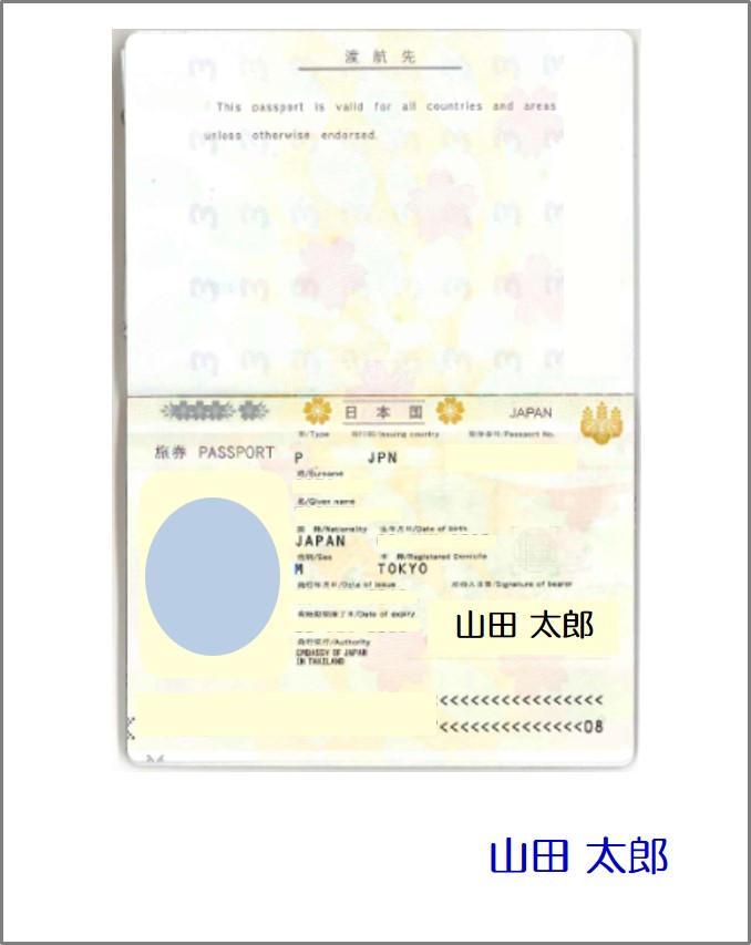 パスポート（顔写真ページ）