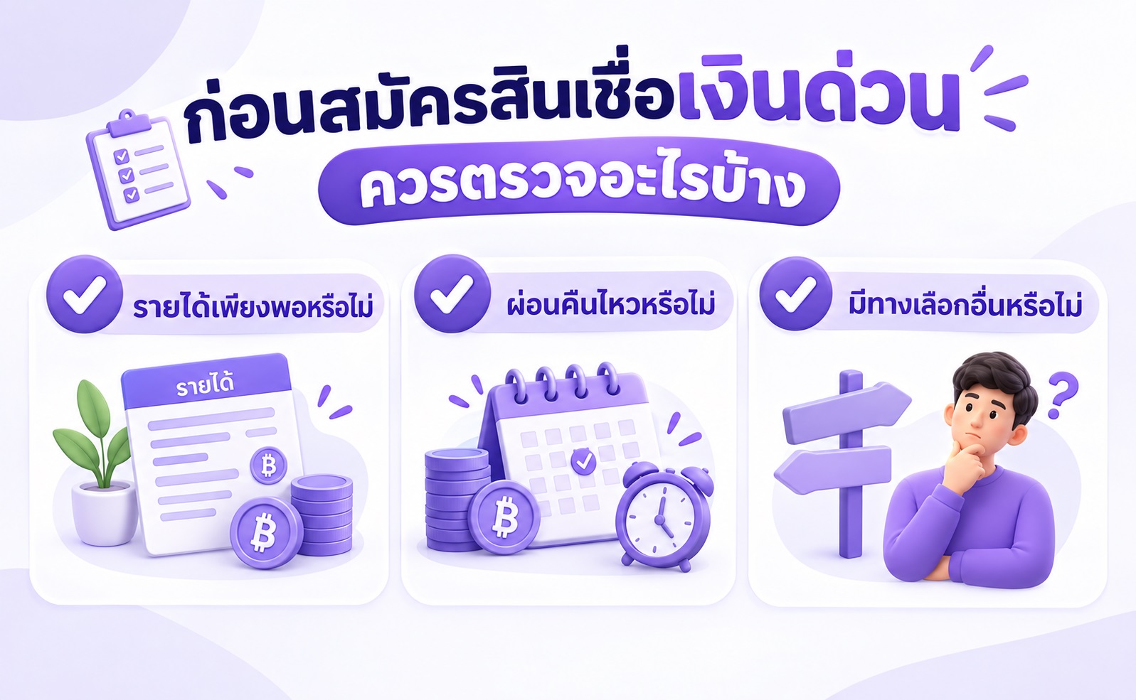 เช็กลิสต์ที่ควรพิจารณาก่อนสมัครสินเชื่อเงินด่วน