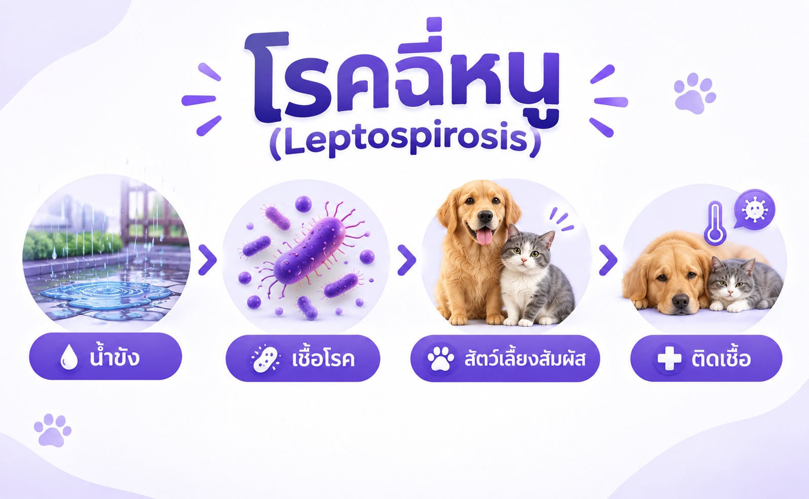 ภาพอธิบายความเสี่ยงของโรคฉี่หนูจากการสัมผัสน้ำที่ปนเปื้อนเชื้อโรค