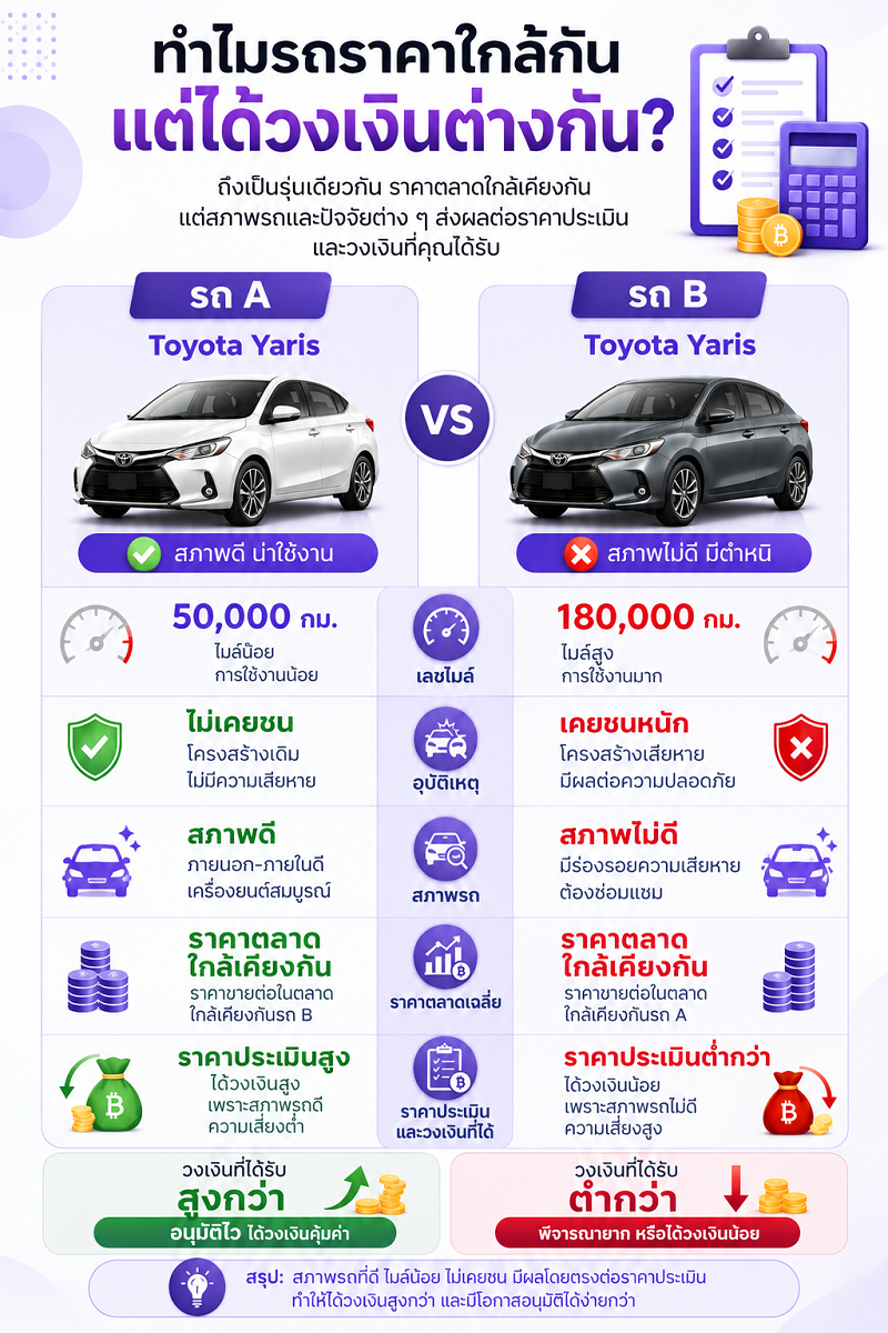 ทำไมรถราคาใกล้กัน แต่ได้วงเงินต่างกัน