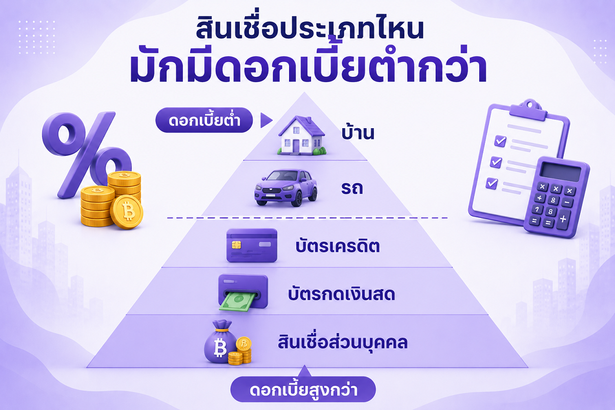 เปรียบเทียบอัตราดอกเบี้ยของสินเชื่อที่มีหลักประกันและไม่มีหลักประกัน