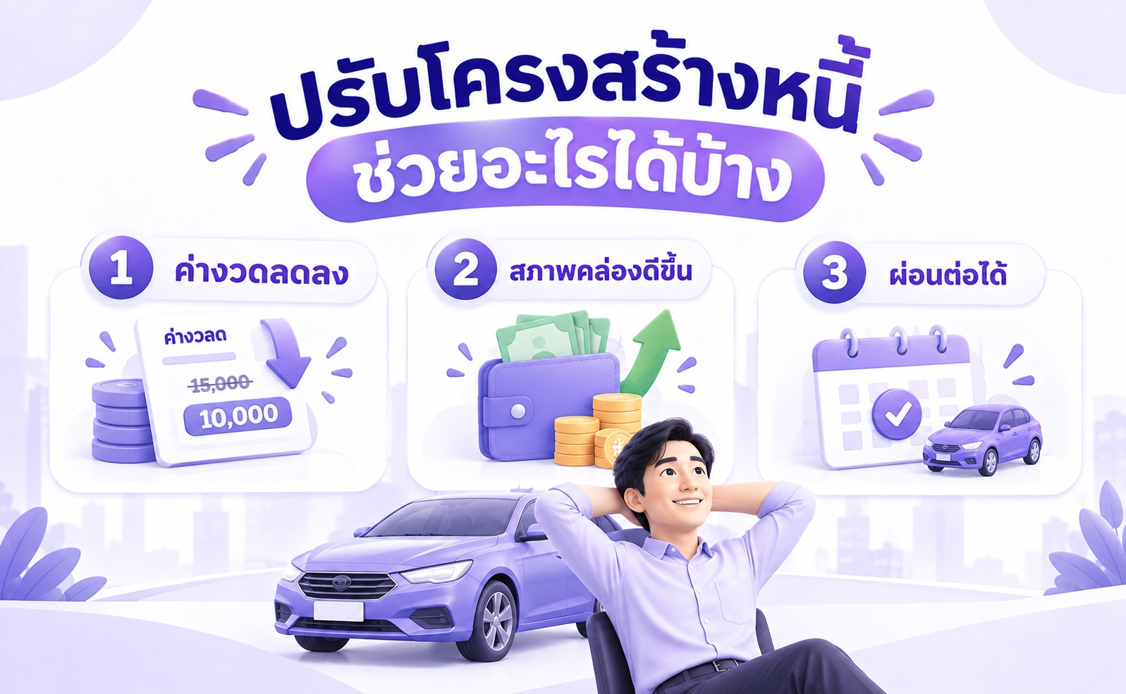 ประโยชน์ของการปรับโครงสร้างหนี้ เช่น ลดค่างวดและเพิ่มสภาพคล่องทางการเงิน