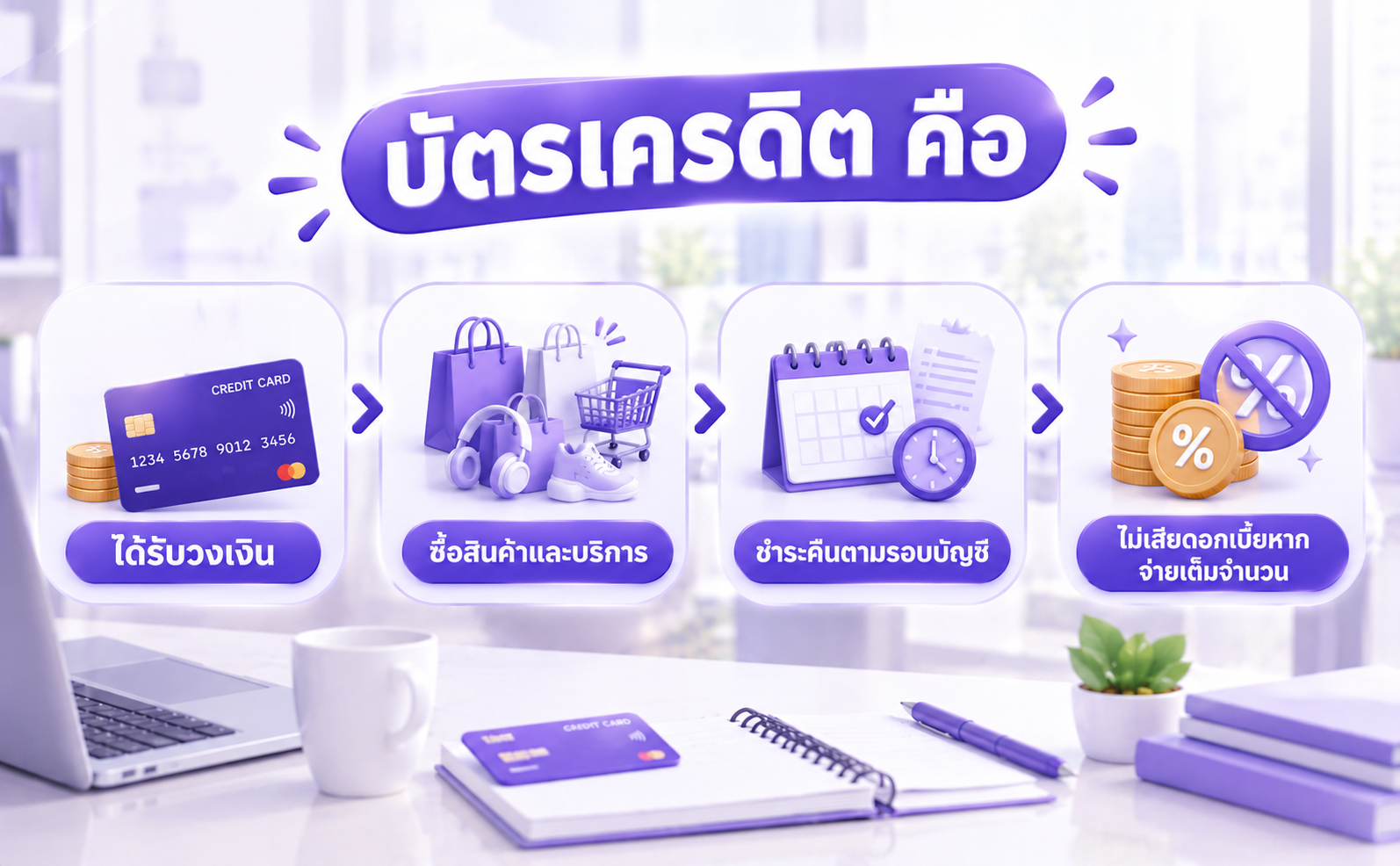 ขั้นตอนการทำงานของบัตรเครดิตตั้งแต่ใช้วงเงินจนถึงการชำระคืนตามรอบบัญชี