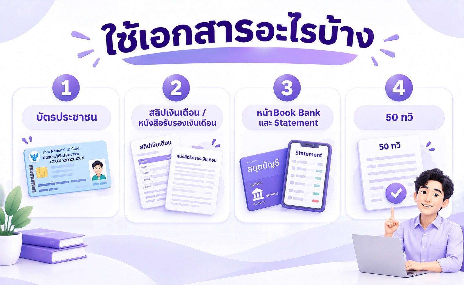 เอกสารที่ใช้ประกอบการขอเพิ่มวงเงินบัตรเครดิต เช่น บัตรประชาชน สลิปเงินเดือน และรายการเดินบัญชี