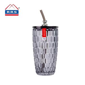 RRS Crystal Glass with Lid and Tube 510ml. Luxury Design Gray