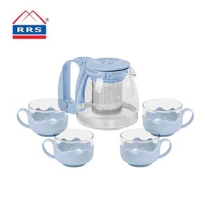 Tea Kettle Set 700 ml with glasses Blue