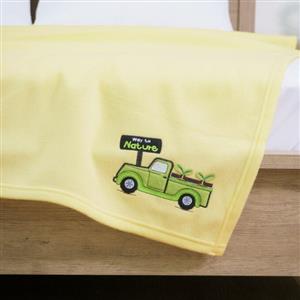 ผ้าห่มรักษ์โลกฟลีซสีเขียวปักลายรถยนต์